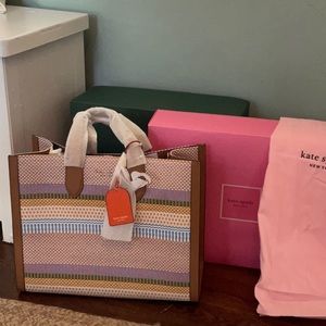 Kate Spade Manhattan Woven Striped large tote. New in box